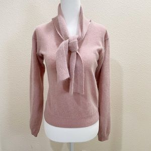 Vintage Ellen Tracy Lambs Wool Scarf Neck Tie Sweater